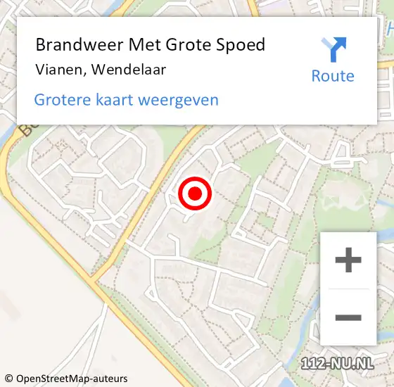 Locatie op kaart van de 112 melding: Brandweer Met Grote Spoed Naar Vianen, Wendelaar op 4 maart 2024 11:37