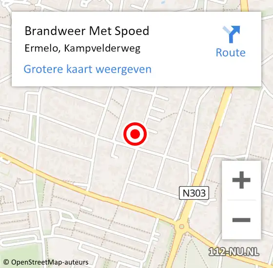 Locatie op kaart van de 112 melding: Brandweer Met Spoed Naar Ermelo, Kampvelderweg op 27 september 2014 23:55