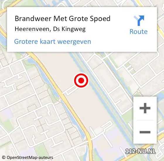 Locatie op kaart van de 112 melding: Brandweer Met Grote Spoed Naar Heerenveen, Ds Kingweg op 4 maart 2024 12:01