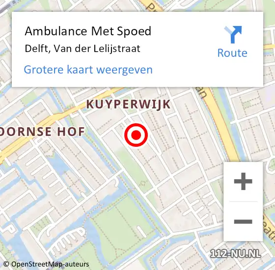 Locatie op kaart van de 112 melding: Ambulance Met Spoed Naar Delft, Van der Lelijstraat op 4 maart 2024 12:04