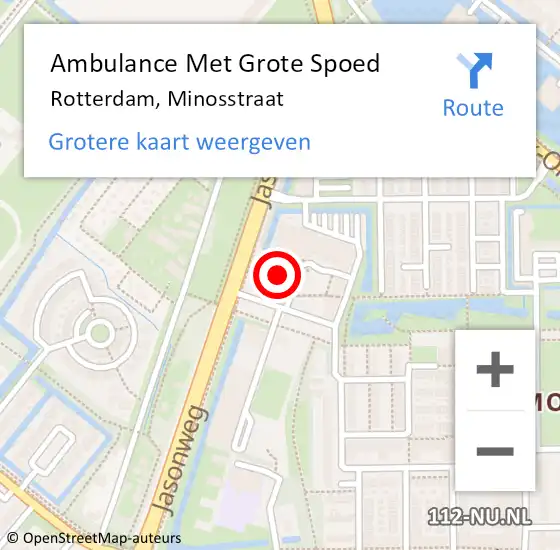 Locatie op kaart van de 112 melding: Ambulance Met Grote Spoed Naar Rotterdam, Minosstraat op 4 maart 2024 12:06