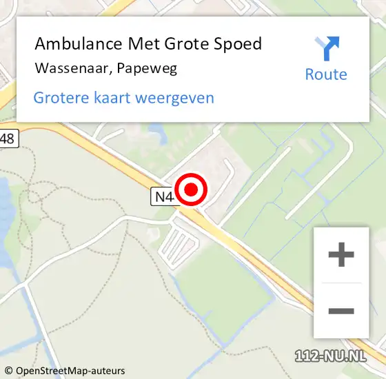 Locatie op kaart van de 112 melding: Ambulance Met Grote Spoed Naar Wassenaar, Papeweg op 4 maart 2024 12:15