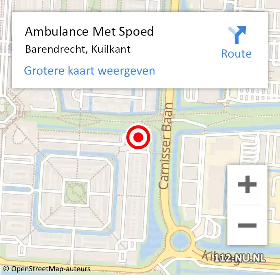 Locatie op kaart van de 112 melding: Ambulance Met Spoed Naar Barendrecht, Kuilkant op 4 maart 2024 12:16