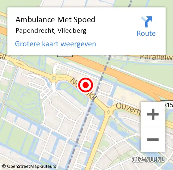 Locatie op kaart van de 112 melding: Ambulance Met Spoed Naar Papendrecht, Vliedberg op 4 maart 2024 12:24