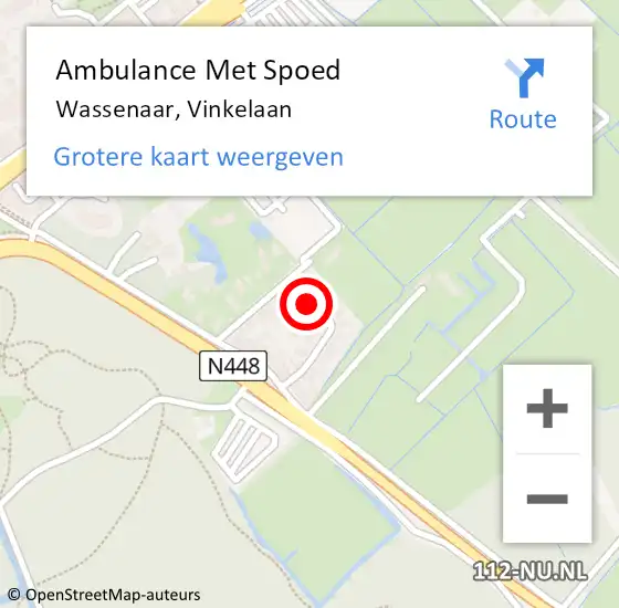 Locatie op kaart van de 112 melding: Ambulance Met Spoed Naar Wassenaar, Vinkelaan op 4 maart 2024 12:28