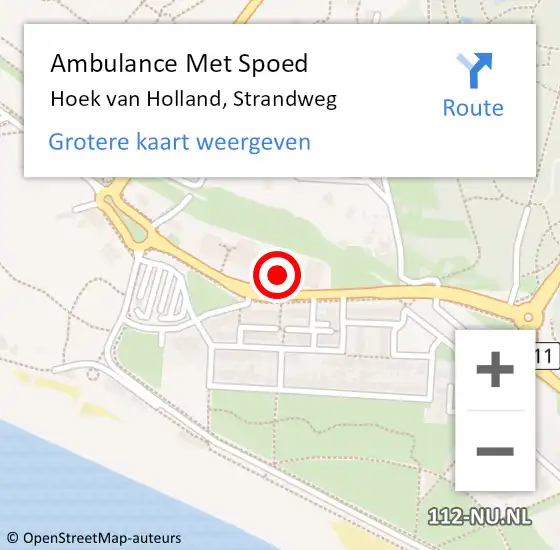Locatie op kaart van de 112 melding: Ambulance Met Spoed Naar Hoek van Holland, Strandweg op 4 maart 2024 12:30