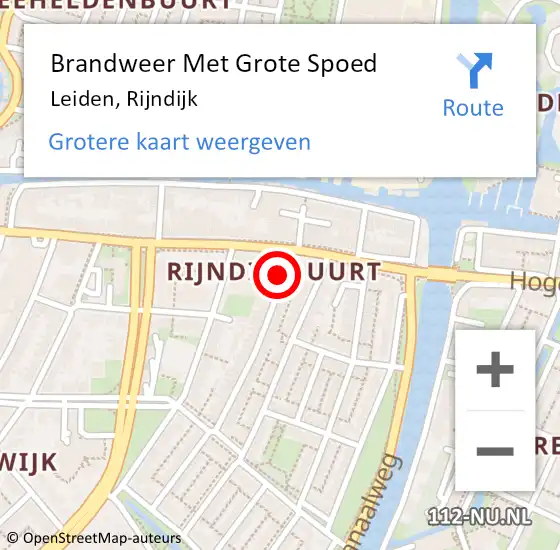 Locatie op kaart van de 112 melding: Brandweer Met Grote Spoed Naar Leiden, Rijndijk op 4 maart 2024 12:35