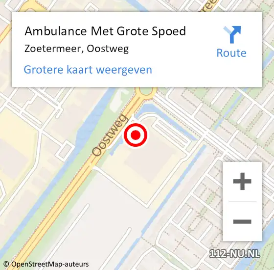 Locatie op kaart van de 112 melding: Ambulance Met Grote Spoed Naar Zoetermeer, Oostweg op 4 maart 2024 12:36