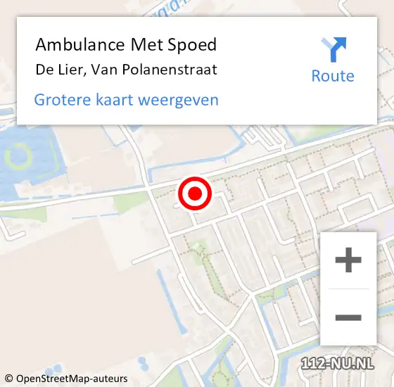 Locatie op kaart van de 112 melding: Ambulance Met Spoed Naar De Lier, Van Polanenstraat op 4 maart 2024 12:43