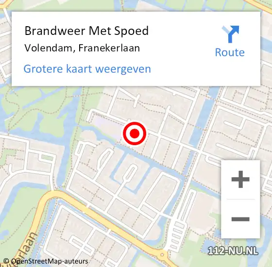 Locatie op kaart van de 112 melding: Brandweer Met Spoed Naar Volendam, Franekerlaan op 4 maart 2024 12:46