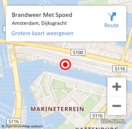 Locatie op kaart van de 112 melding: Brandweer Met Spoed Naar Amsterdam, Dijksgracht op 4 maart 2024 13:12