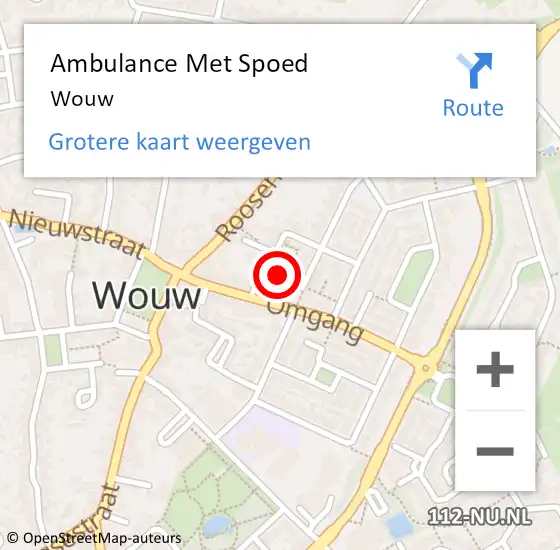Locatie op kaart van de 112 melding: Ambulance Met Spoed Naar Wouw op 4 maart 2024 13:20