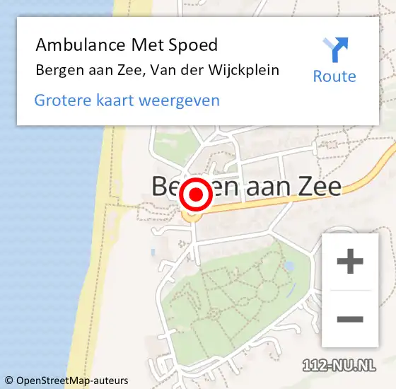 Locatie op kaart van de 112 melding: Ambulance Met Spoed Naar Bergen aan Zee, Van der Wijckplein op 4 maart 2024 13:40