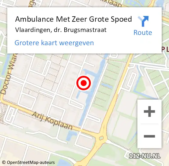 Locatie op kaart van de 112 melding: Ambulance Met Zeer Grote Spoed Naar Vlaardingen, dr. Brugsmastraat op 4 maart 2024 13:48