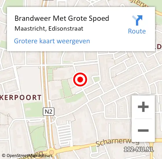 Locatie op kaart van de 112 melding: Brandweer Met Grote Spoed Naar Maastricht, Edisonstraat op 4 maart 2024 14:12