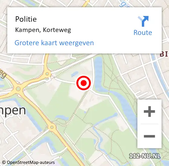 Locatie op kaart van de 112 melding: Politie Kampen, Korteweg op 4 maart 2024 14:19