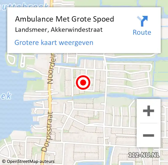 Locatie op kaart van de 112 melding: Ambulance Met Grote Spoed Naar Landsmeer, Akkerwindestraat op 4 maart 2024 14:37