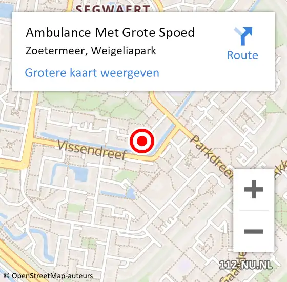 Locatie op kaart van de 112 melding: Ambulance Met Grote Spoed Naar Zoetermeer, Weigeliapark op 4 maart 2024 14:38