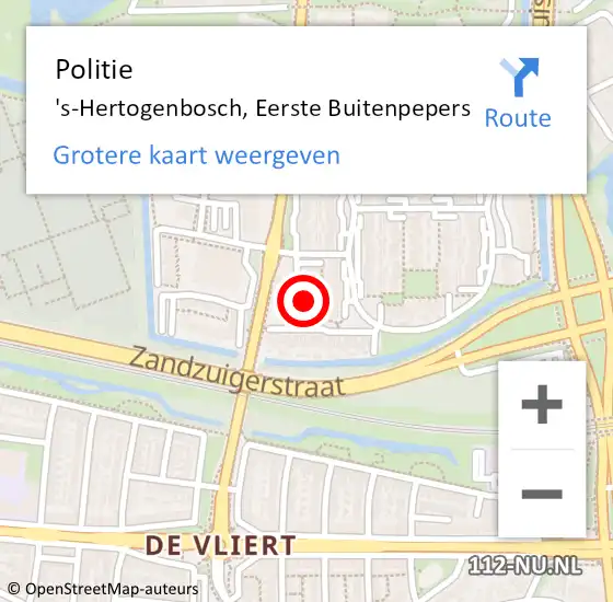 Locatie op kaart van de 112 melding: Politie 's-Hertogenbosch, Eerste Buitenpepers op 4 maart 2024 14:44