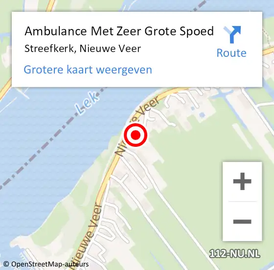 Locatie op kaart van de 112 melding: Ambulance Met Zeer Grote Spoed Naar Streefkerk, Nieuwe Veer op 4 maart 2024 14:50