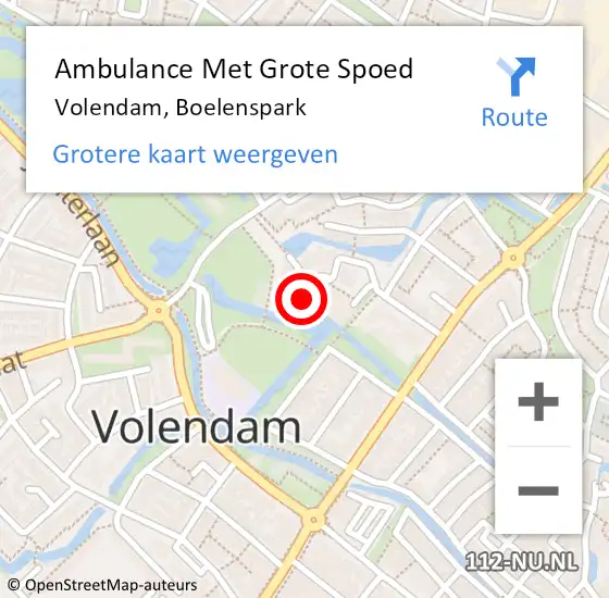 Locatie op kaart van de 112 melding: Ambulance Met Grote Spoed Naar Volendam, Boelenspark op 4 maart 2024 14:51