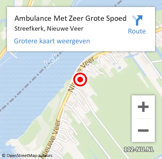 Locatie op kaart van de 112 melding: Ambulance Met Zeer Grote Spoed Naar Streefkerk, Nieuwe Veer op 4 maart 2024 14:51