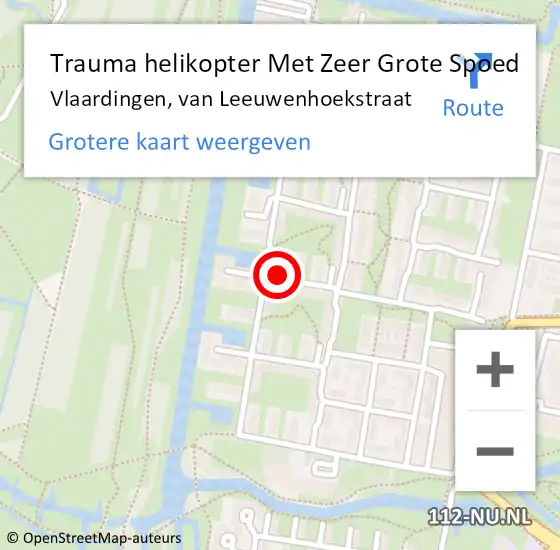 Locatie op kaart van de 112 melding: Trauma helikopter Met Zeer Grote Spoed Naar Vlaardingen, van Leeuwenhoekstraat op 4 maart 2024 14:53