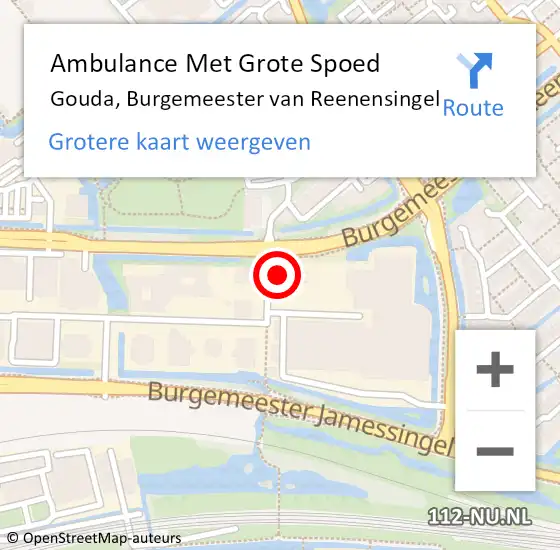 Locatie op kaart van de 112 melding: Ambulance Met Grote Spoed Naar Gouda, Burgemeester van Reenensingel op 4 maart 2024 15:18