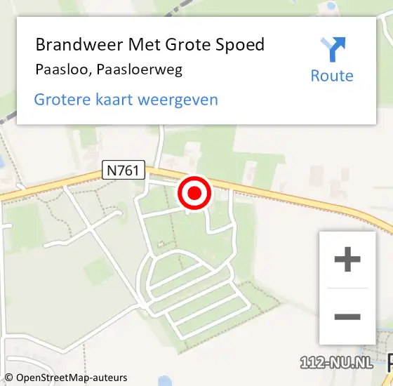 Locatie op kaart van de 112 melding: Brandweer Met Grote Spoed Naar Paasloo, Paasloerweg op 28 september 2014 00:38