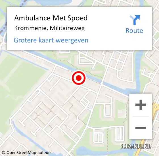 Locatie op kaart van de 112 melding: Ambulance Met Spoed Naar Krommenie, Militaireweg op 4 maart 2024 15:33