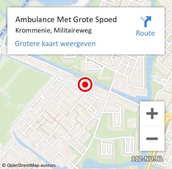 Locatie op kaart van de 112 melding: Ambulance Met Grote Spoed Naar Krommenie, Militaireweg op 4 maart 2024 15:37