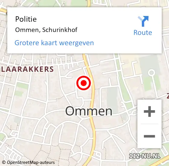 Locatie op kaart van de 112 melding: Politie Ommen, Schurinkhof op 4 maart 2024 15:43