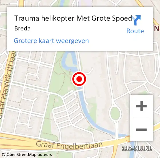 Locatie op kaart van de 112 melding: Trauma helikopter Met Grote Spoed Naar Breda op 4 maart 2024 15:48