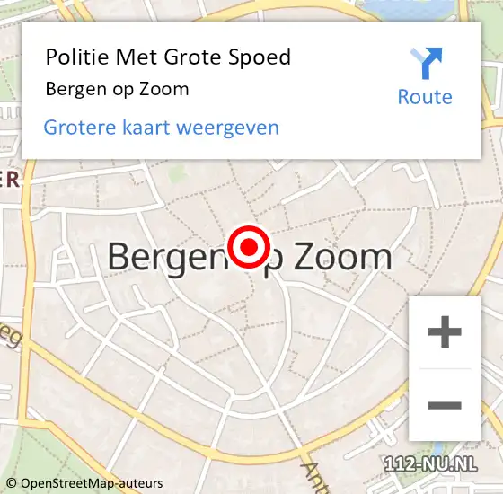 Locatie op kaart van de 112 melding: Politie Met Grote Spoed Naar Bergen op Zoom op 4 maart 2024 16:24