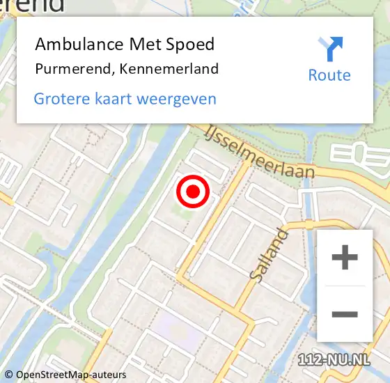 Locatie op kaart van de 112 melding: Ambulance Met Spoed Naar Purmerend, Kennemerland op 4 maart 2024 16:27