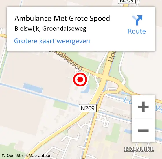 Locatie op kaart van de 112 melding: Ambulance Met Grote Spoed Naar Bleiswijk, Groendalseweg op 4 maart 2024 16:36