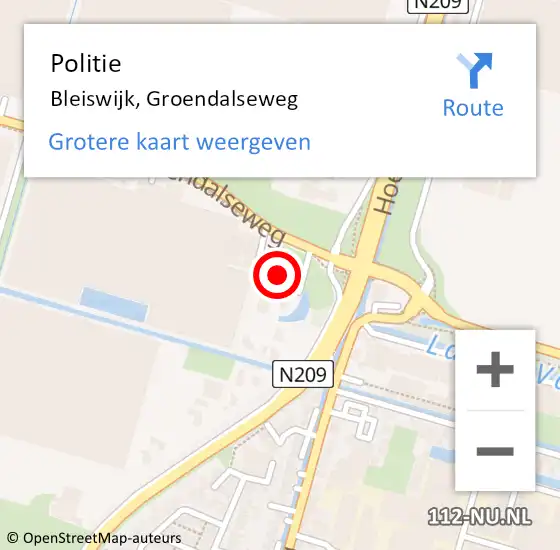 Locatie op kaart van de 112 melding: Politie Bleiswijk, Groendalseweg op 4 maart 2024 16:37