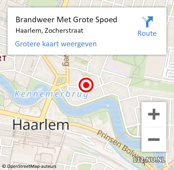 Locatie op kaart van de 112 melding: Brandweer Met Grote Spoed Naar Haarlem, Zocherstraat op 4 maart 2024 16:53