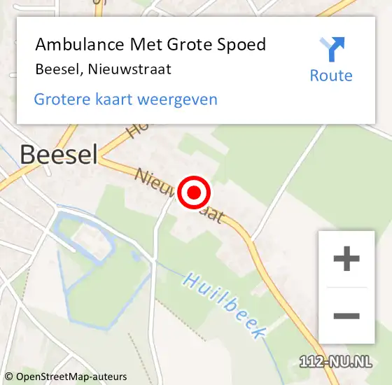 Locatie op kaart van de 112 melding: Ambulance Met Grote Spoed Naar Beesel, Nieuwstraat op 28 september 2014 01:03