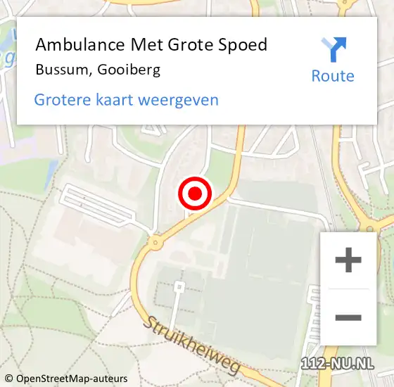 Locatie op kaart van de 112 melding: Ambulance Met Grote Spoed Naar Bussum, Gooiberg op 28 september 2014 01:03