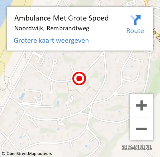 Locatie op kaart van de 112 melding: Ambulance Met Grote Spoed Naar Noordwijk, Rembrandtweg op 4 maart 2024 17:09