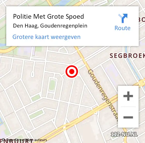 Locatie op kaart van de 112 melding: Politie Met Grote Spoed Naar Den Haag, Goudenregenplein op 4 maart 2024 17:12