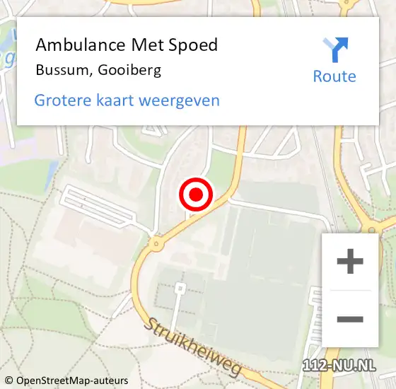 Locatie op kaart van de 112 melding: Ambulance Met Spoed Naar Bussum, Gooiberg op 28 september 2014 01:04