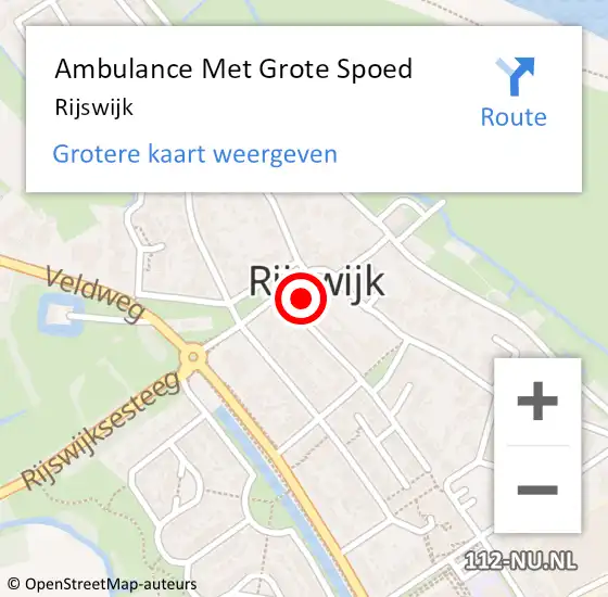 Locatie op kaart van de 112 melding: Ambulance Met Grote Spoed Naar Rijswijk op 4 maart 2024 17:40