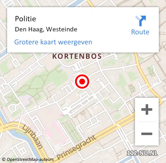 Locatie op kaart van de 112 melding: Politie Den Haag, Westeinde op 4 maart 2024 17:40