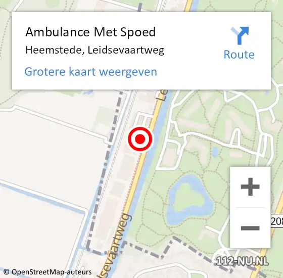Locatie op kaart van de 112 melding: Ambulance Met Spoed Naar Heemstede, Leidsevaartweg op 4 maart 2024 17:42