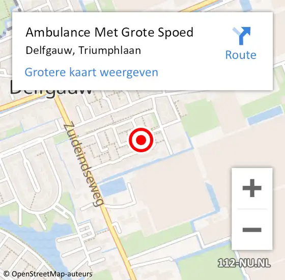 Locatie op kaart van de 112 melding: Ambulance Met Grote Spoed Naar Delfgauw, Triumphlaan op 4 maart 2024 17:52