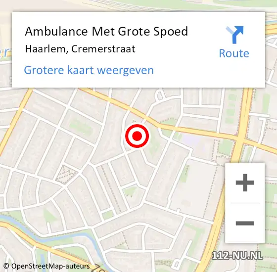 Locatie op kaart van de 112 melding: Ambulance Met Grote Spoed Naar Haarlem, Cremerstraat op 4 maart 2024 18:04