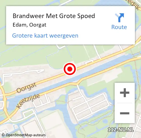 Locatie op kaart van de 112 melding: Brandweer Met Grote Spoed Naar Edam, Oorgat op 28 september 2014 01:12