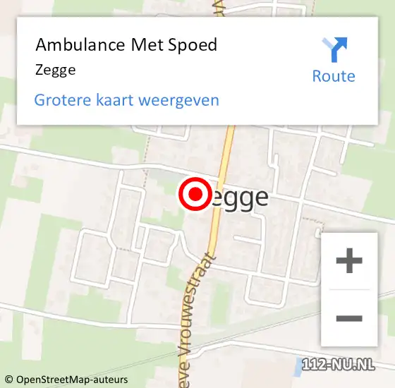 Locatie op kaart van de 112 melding: Ambulance Met Spoed Naar Zegge op 4 maart 2024 18:07